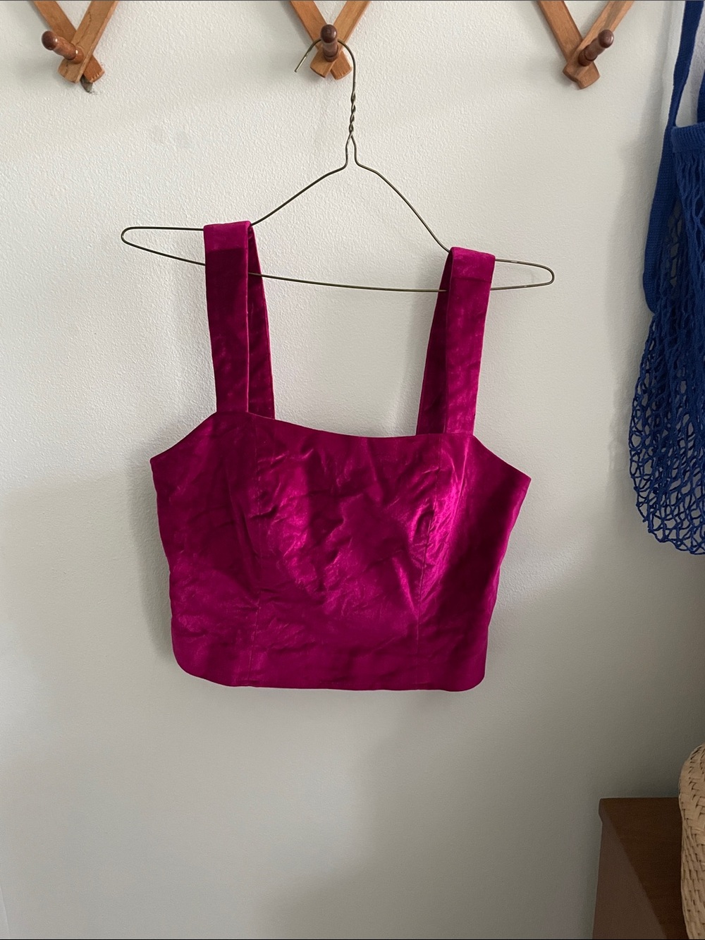 Fuchsia Square-Neck Crop Top